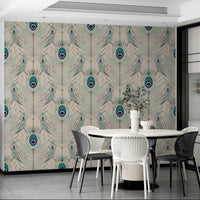 Off-white wallpaper with elegant feather pattern

