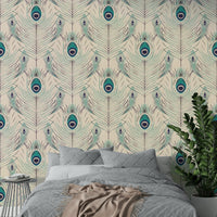 Feather motif wallpaper with a luxurious touch

