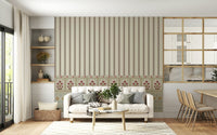 Elegant botanical wallpaper mural suitable for living spaces