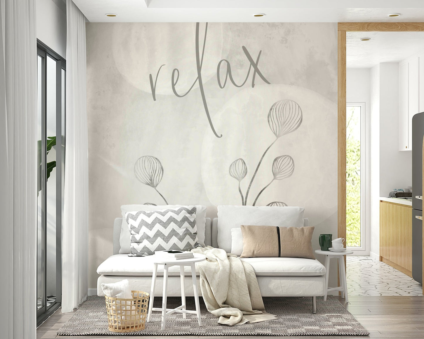 Relax wall mural creating harmony in minimalist space

