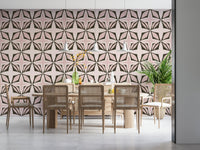 Geometric wall covering, giving a clean, tailored appearance.