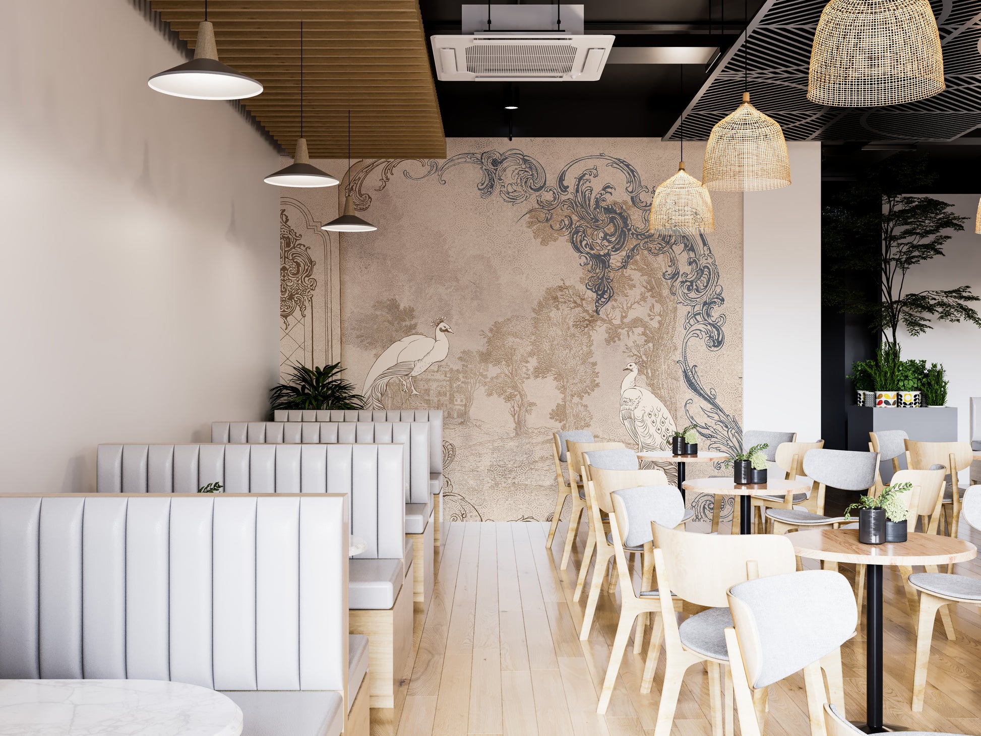 Tropical Grey Wall Decor Concrete Wallpaper - Giffywalls