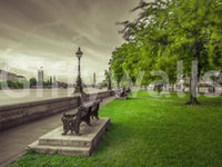 Serene riverside view featured in Restful Moments by the Thames art print.