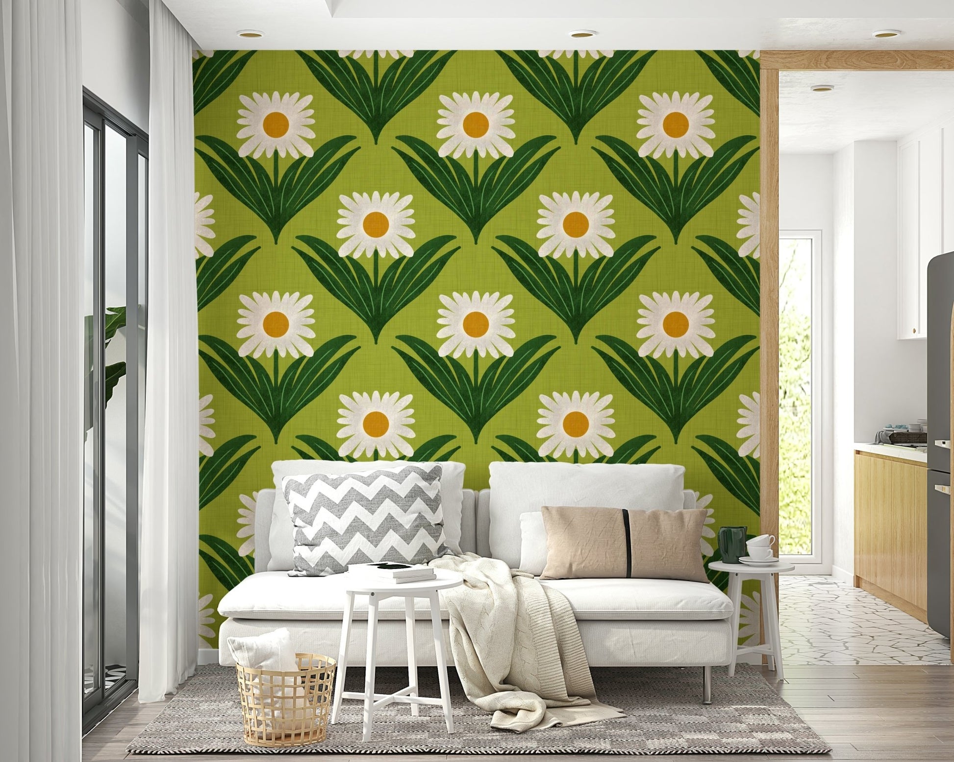 The background is a classic avocado green.
