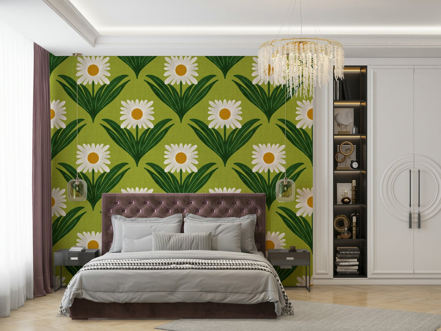 The design has a strong 1970s "flower power" aesthetic.
