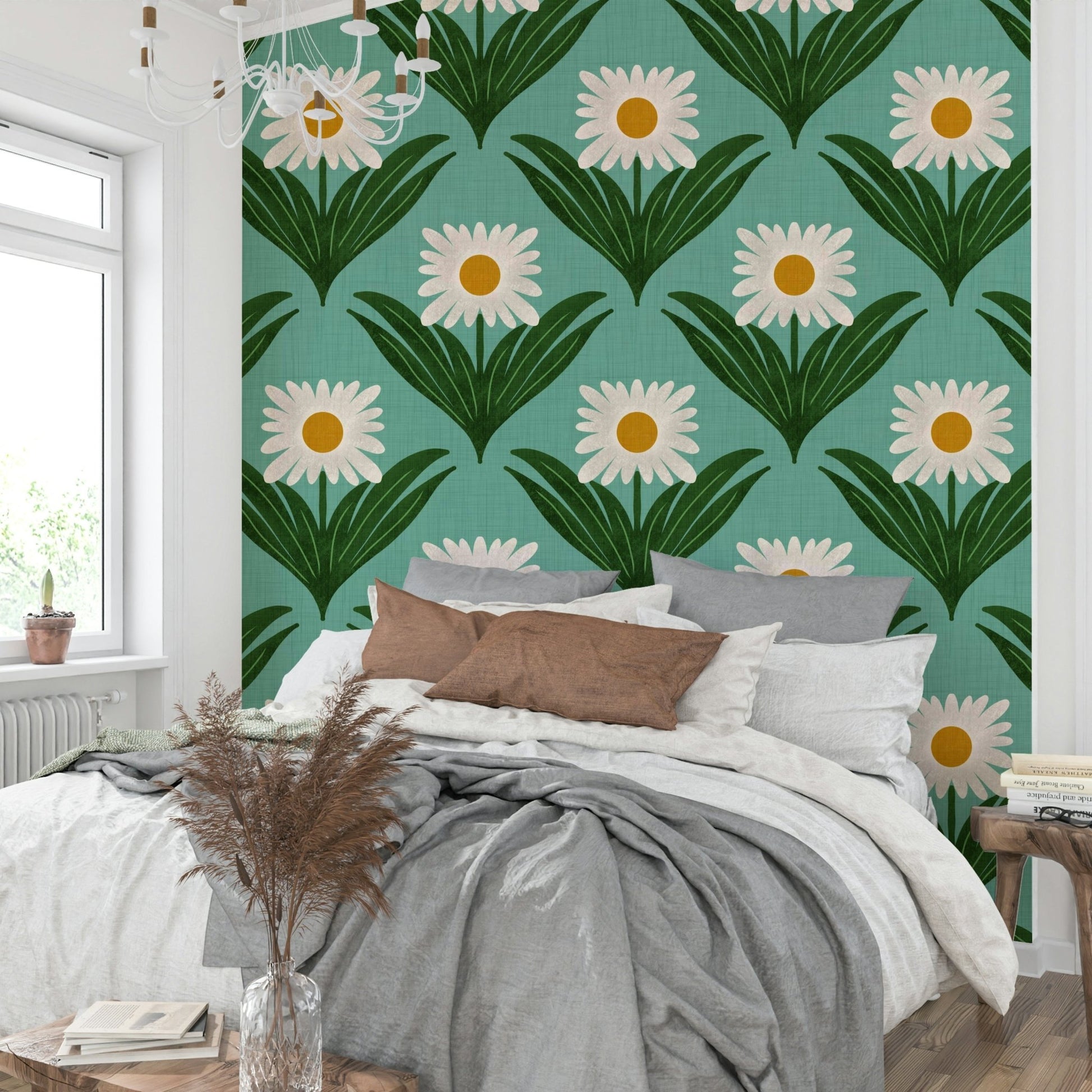 The design has a strong 1970s "flower power" aesthetic.
