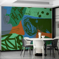 A peaceful open ocean mural on decorative wallpaper.

