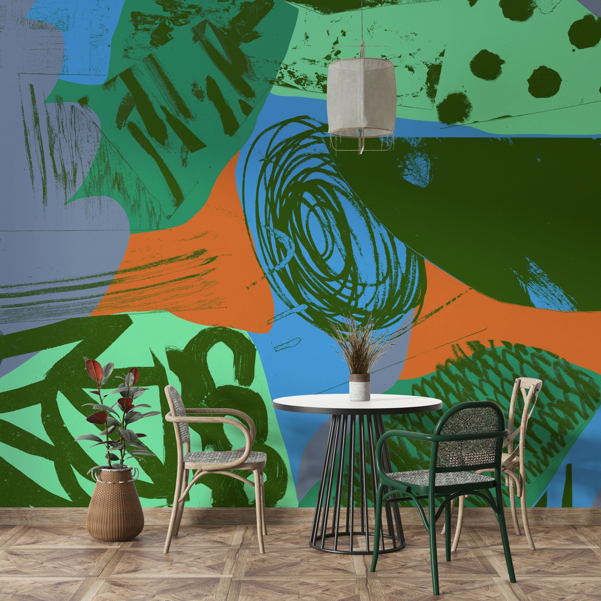 A serene abstract ocean wall mural for your decor.

