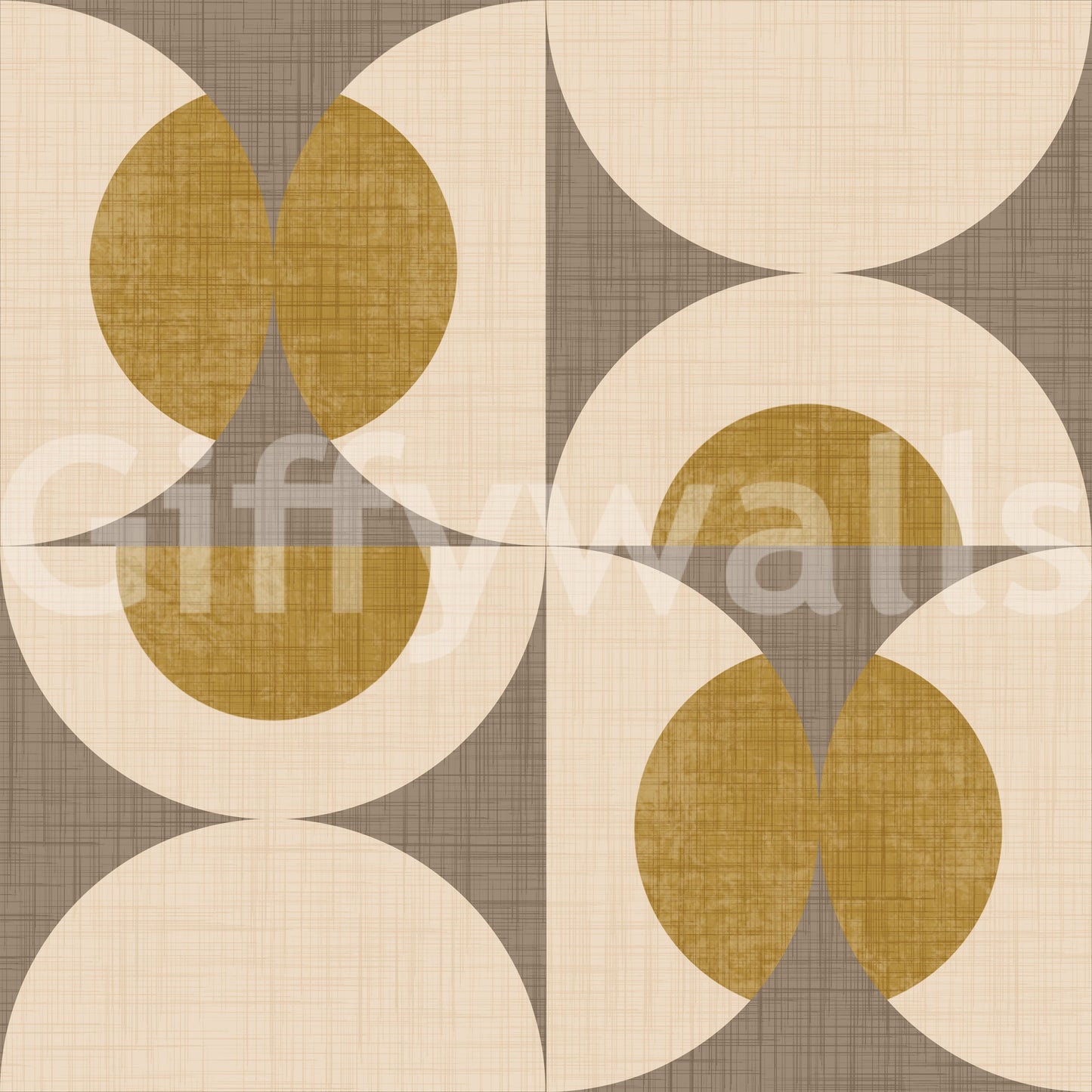 Clean geometric layout with repeating half-circle and full-circle shapes in warm and neutral tones