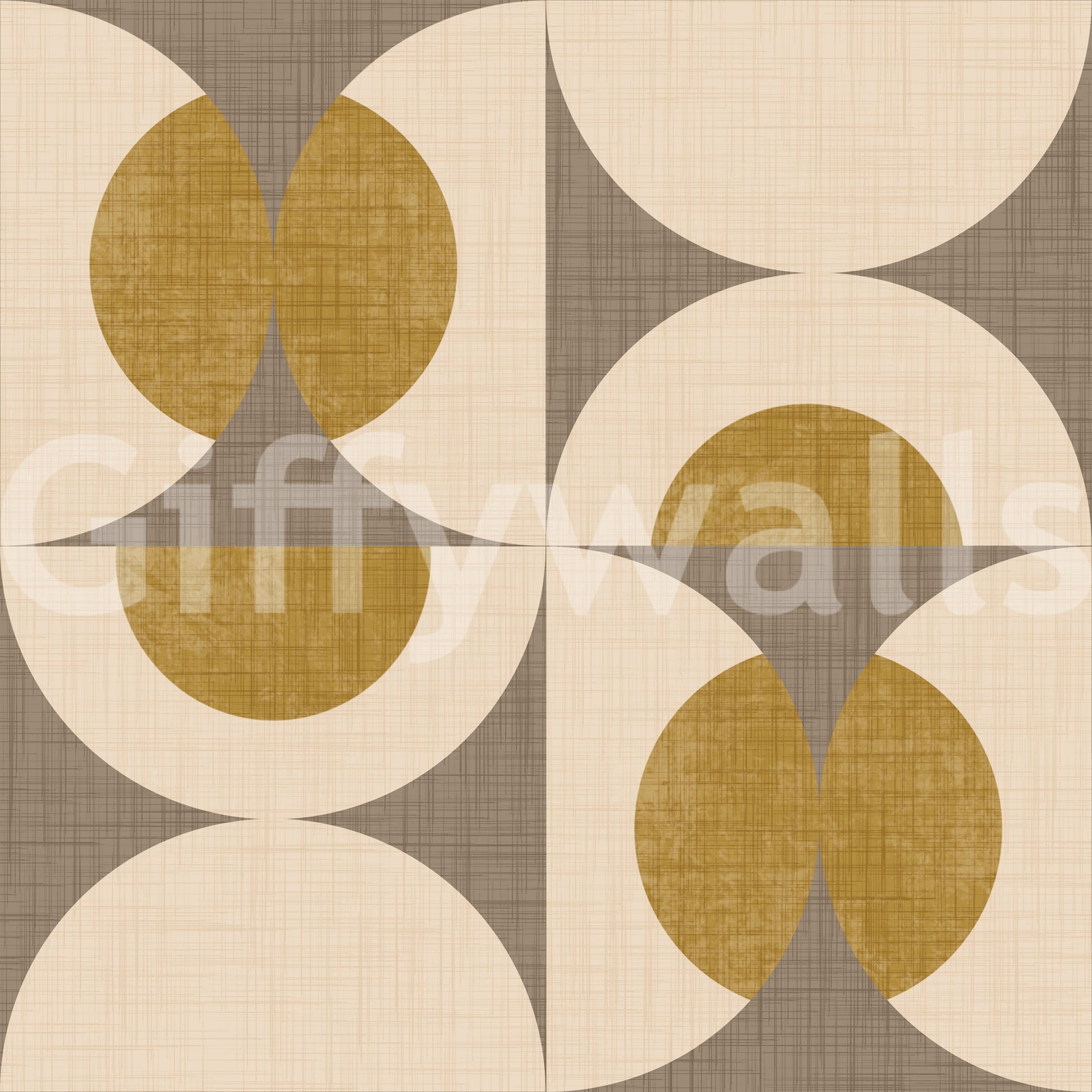 Clean geometric layout with repeating half-circle and full-circle shapes in warm and neutral tones