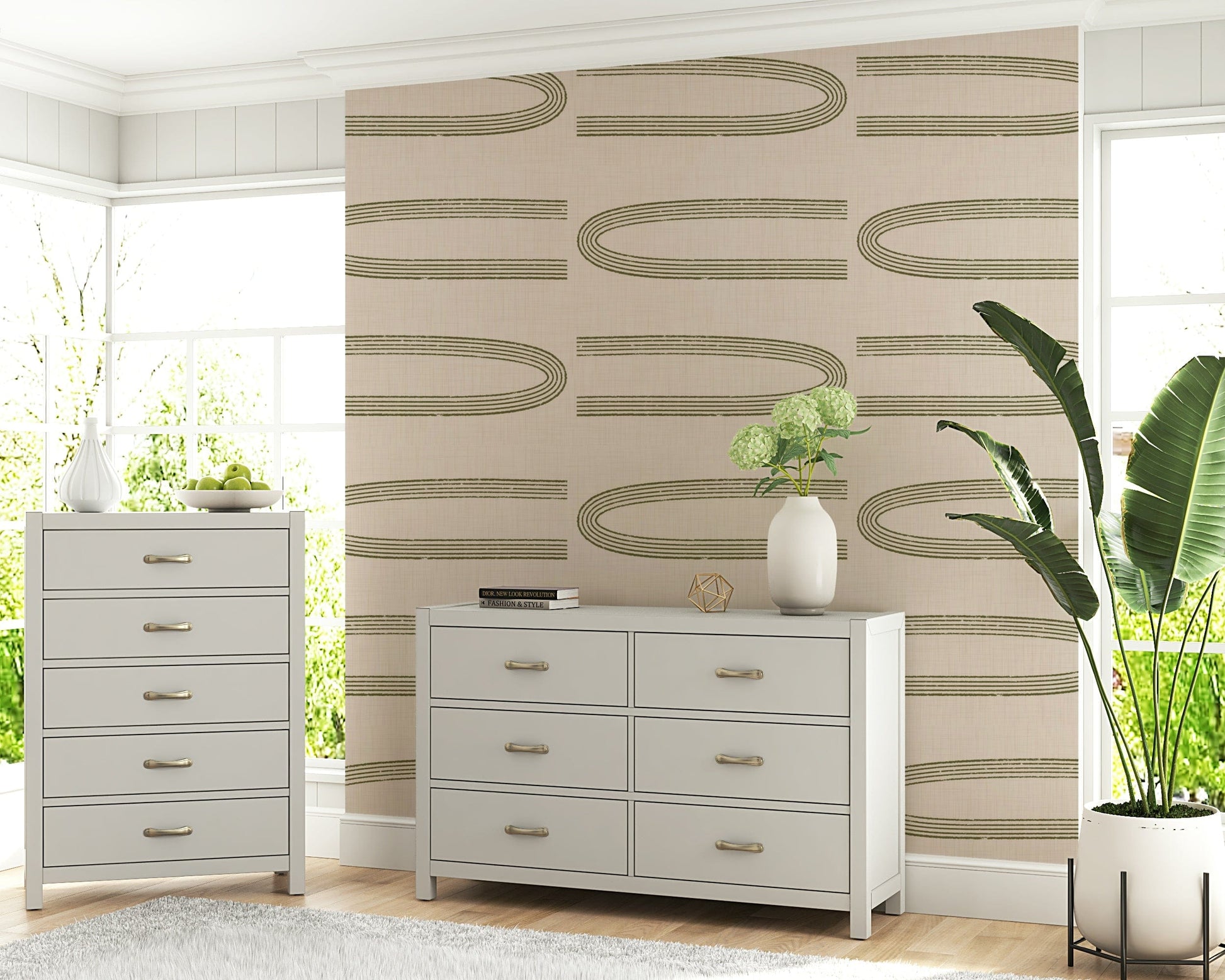 A classic mid-century wallpaper for walls.

