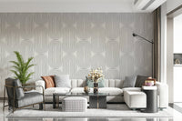 Arched wall mural with continuous lines, vintage style, subtle pattern.