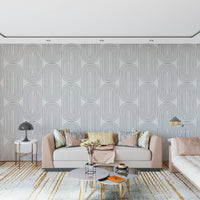 Minimalist Retro Arches wallpaper: Monochrome, interlocking wave design, sleek.