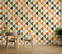 The wallpaper is applied seamlessly, giving the wall a uniform look.

