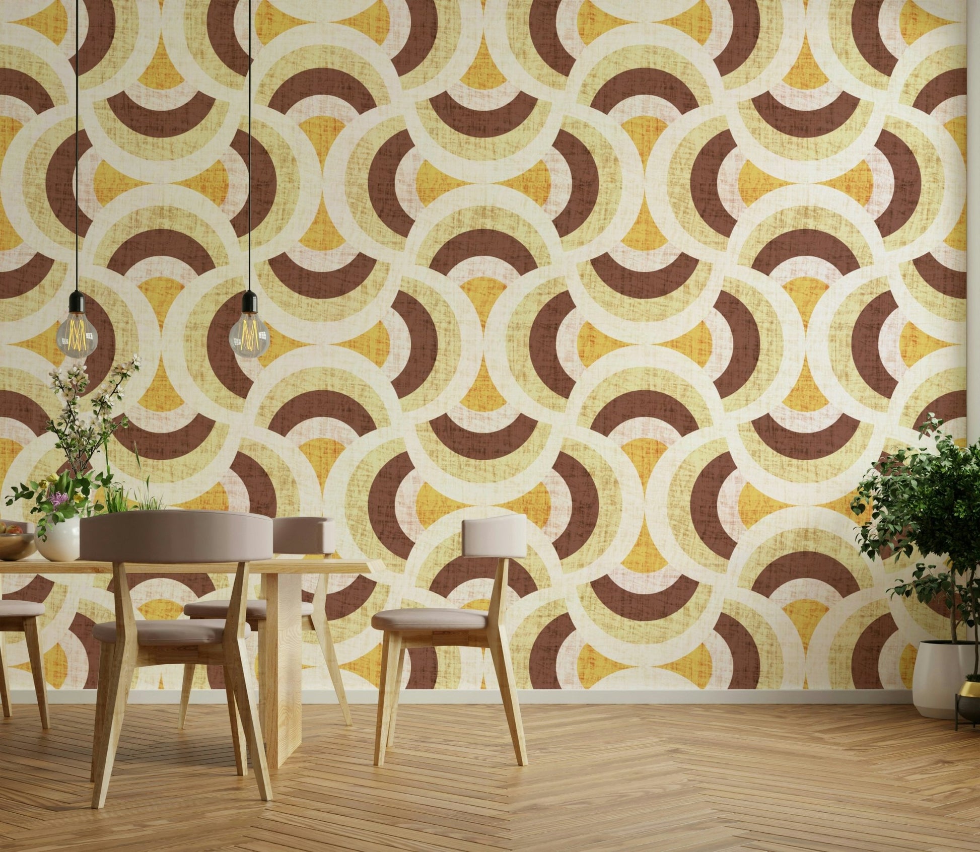 The pattern has a distinct retro or mid-century feel.
