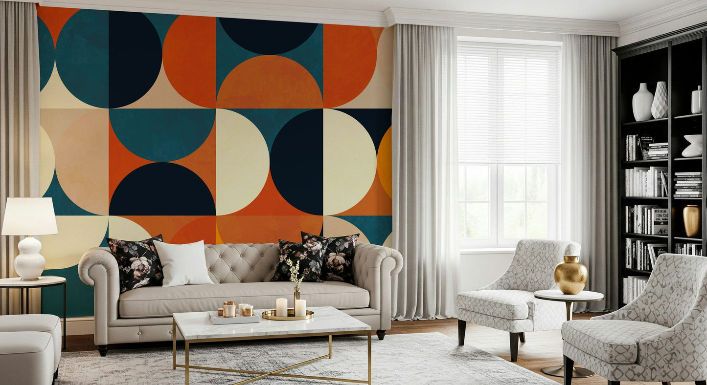 A serene abstract curve wall mural for your decor.