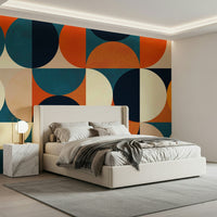 A beautiful retro arc wallpaper mural with geometric shapes.