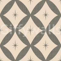 Abstract geometric wallpaper with olive diamonds arranged in a grid with starburst details.