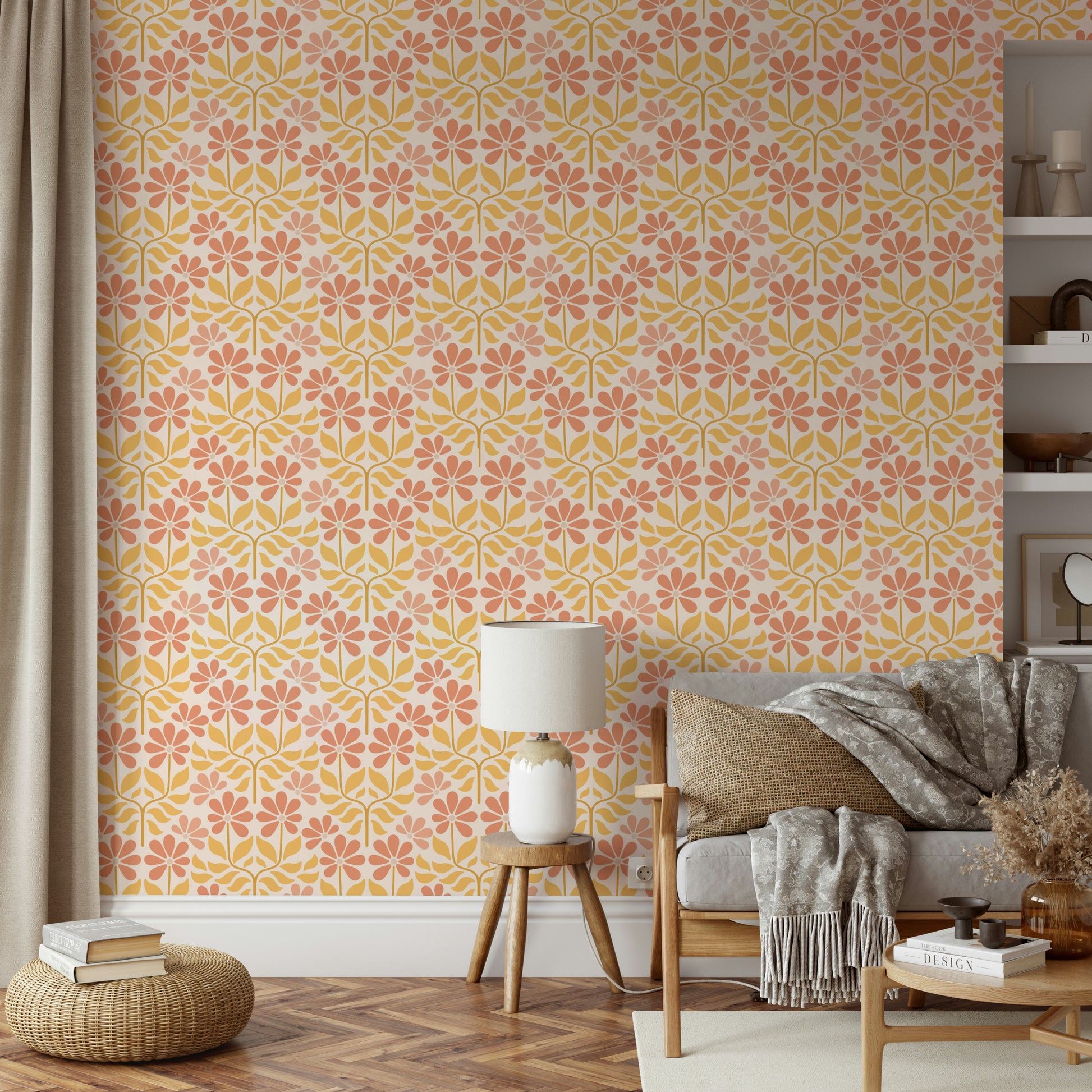 Groovy blooms wallpaper with funky flower designs

