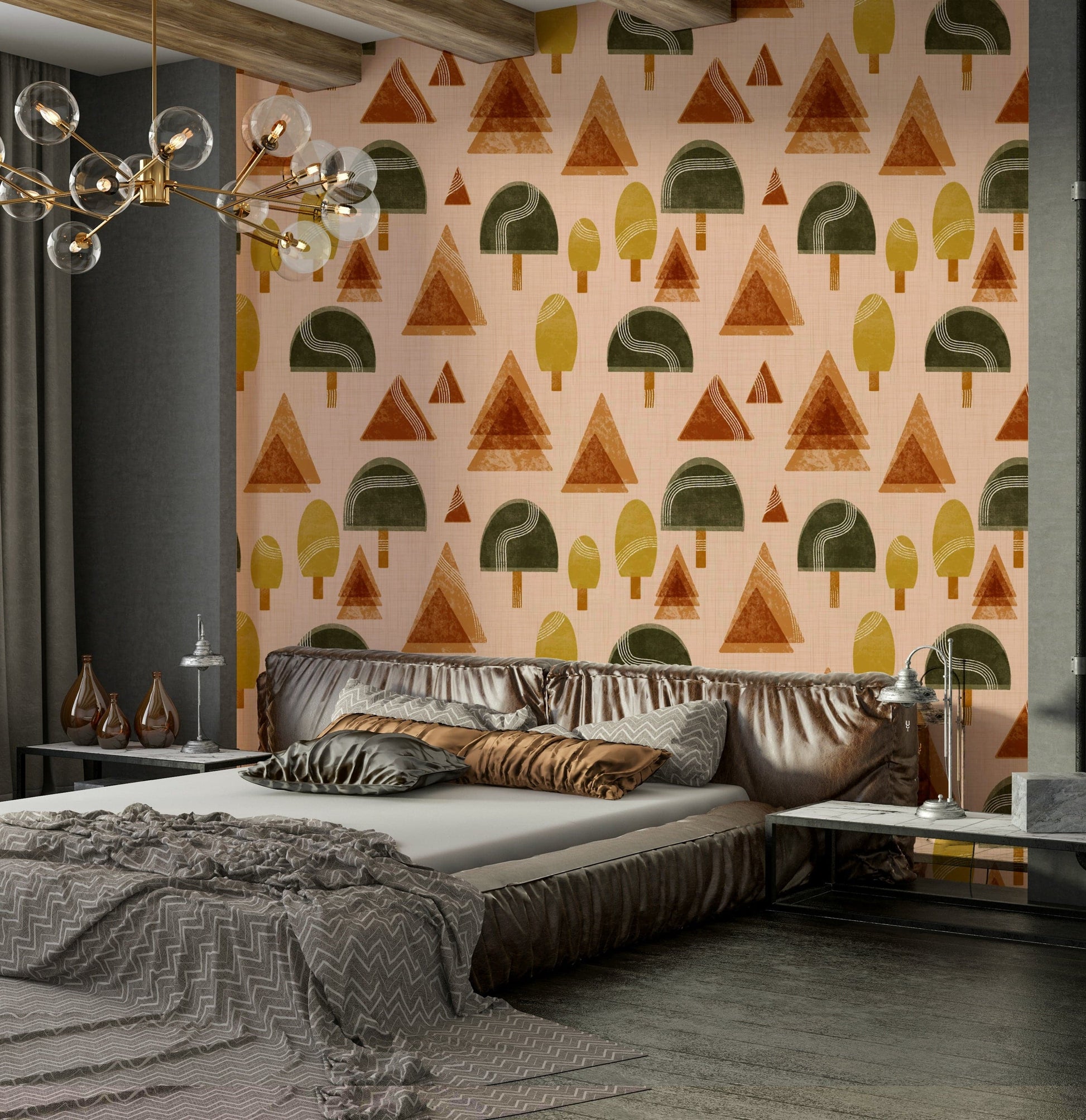 A classic mid century tree wallpaper for walls.

