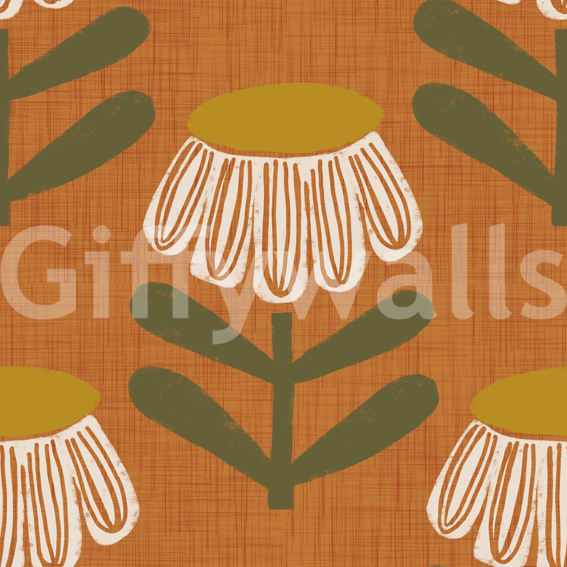Modern retro floral wall design

