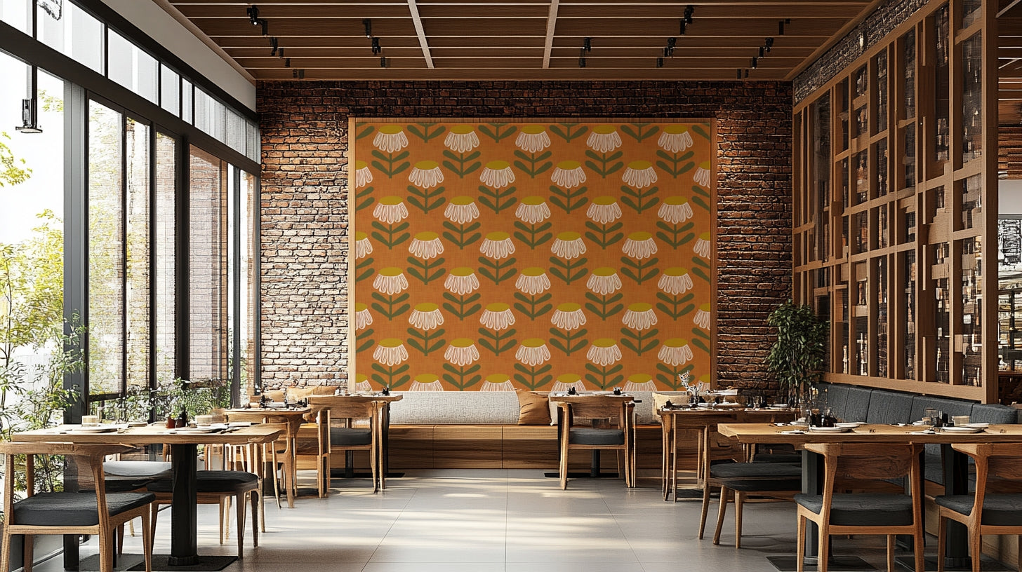 Retro flower wall art pattern


