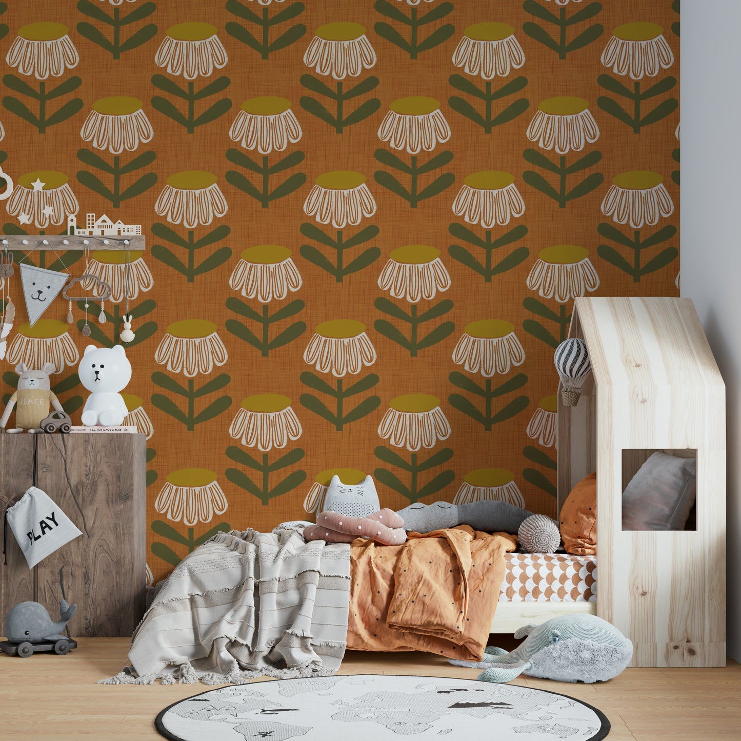 Mural wallpaper with bold daisies

