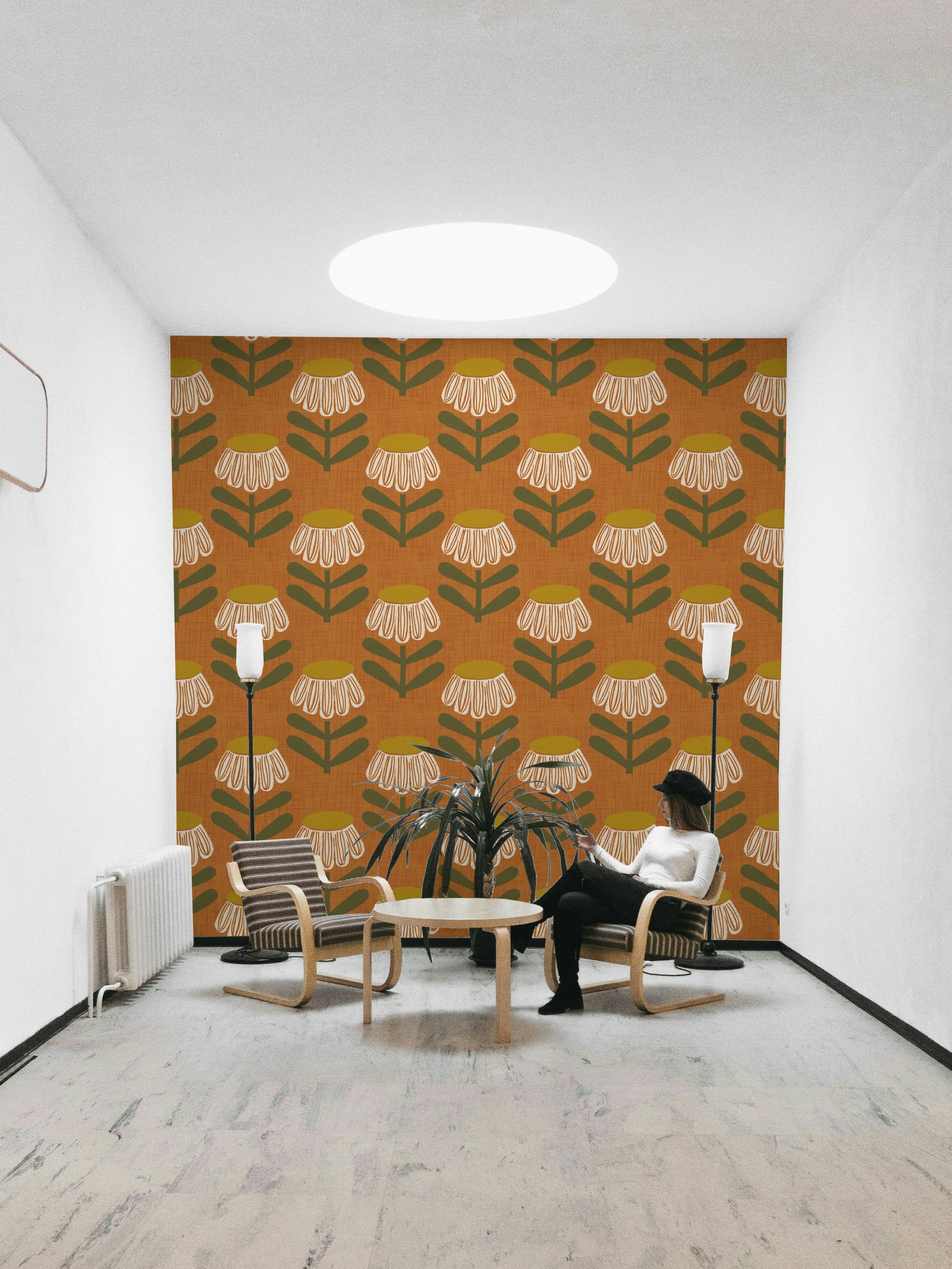 70s style burnt orange wallpaper

