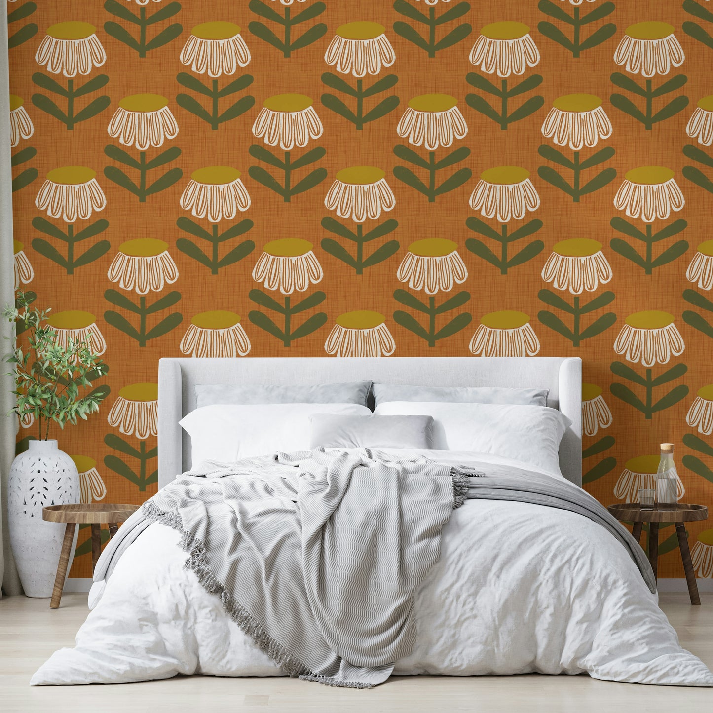 Orange and cream floral print

