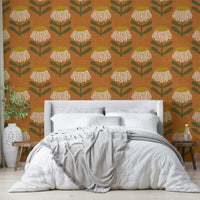 Orange and cream floral print


