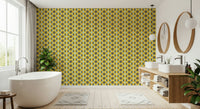 Teal and gold Mod Circle Pop wallpaper for walls.
