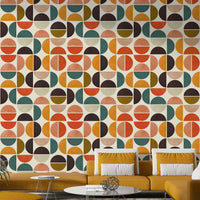 The wallpaper is applied seamlessly, giving the wall a uniform look.

