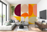 A graceful subtle curve wall mural in cool, tranquil tones.