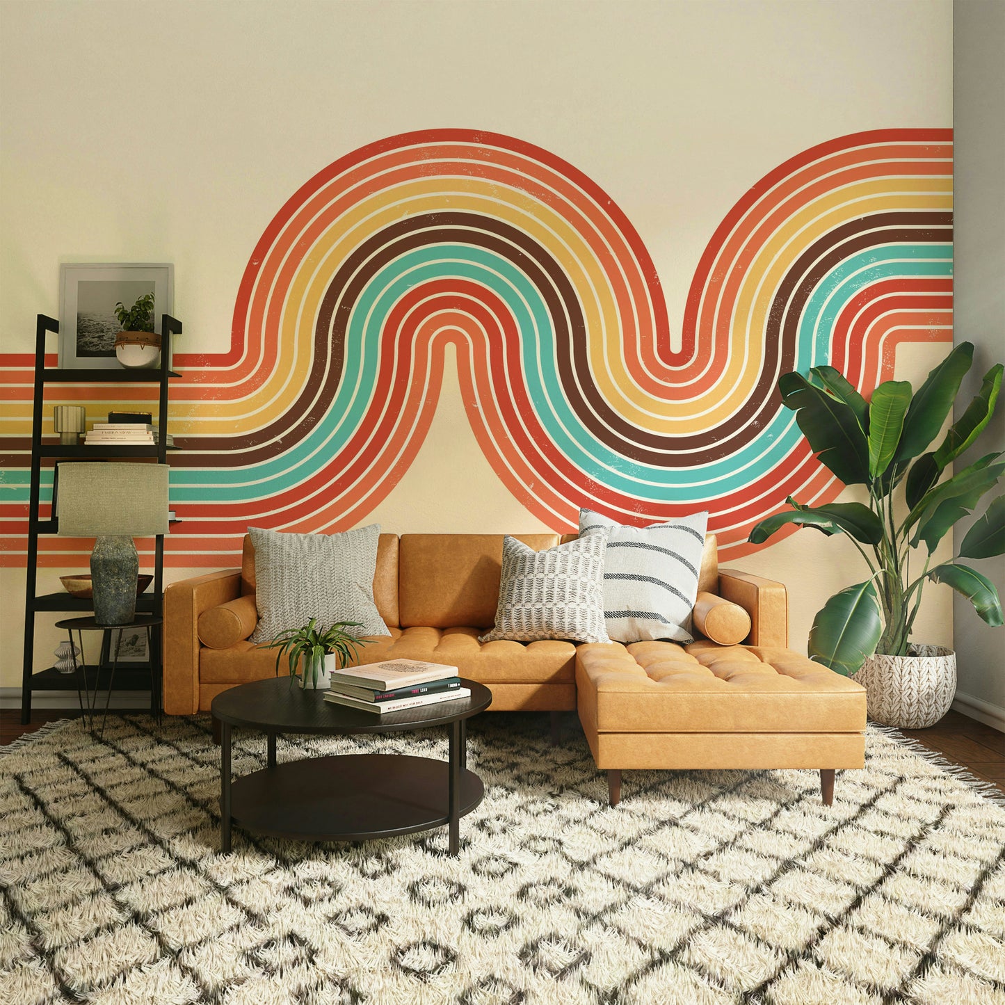 Retro Curvy Lines 3 Wall Mural
