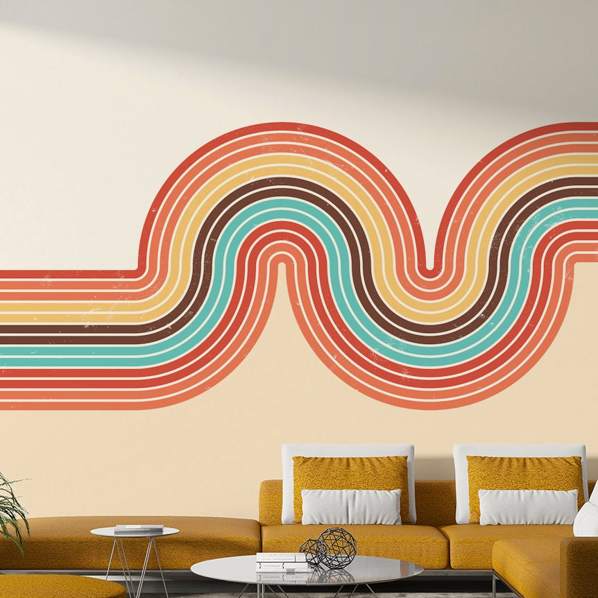 Retro Curvy Lines 3 Wall Mural