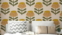 Mid century floral wall mural

