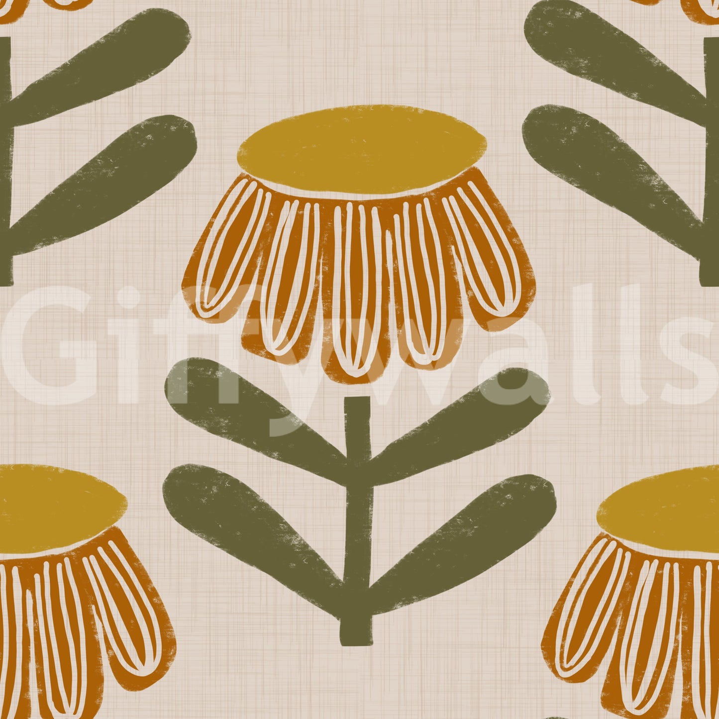 Mustard and cream wall mural

