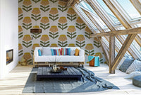 Retro mural with floral pattern

