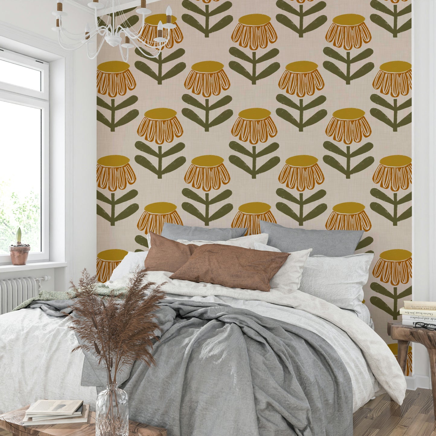 Warm mustard daisy design

