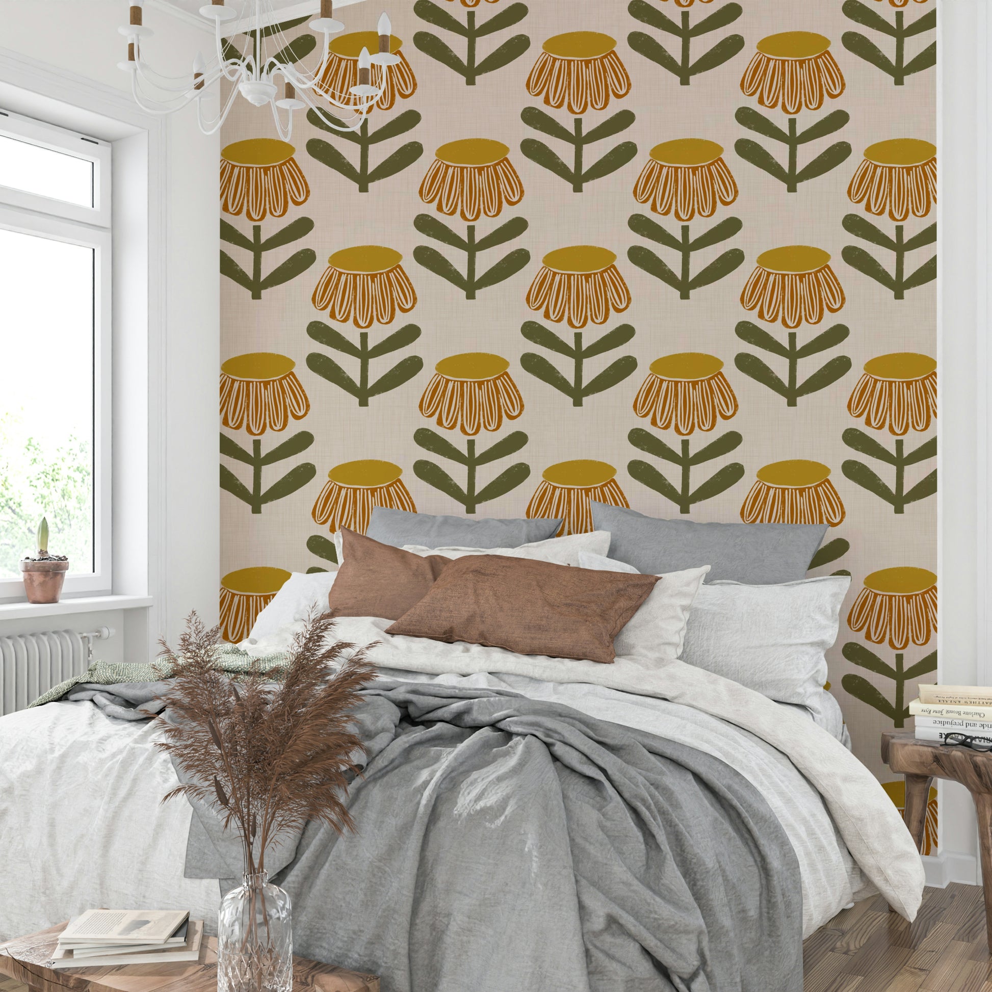 Warm mustard daisy design

