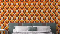 Vibrant retro flame wallpaper with bold design for bedroom