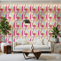 Retro blush geometric wallpaper with pink shapes