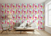 Modern retro wallpaper with bold pink accents