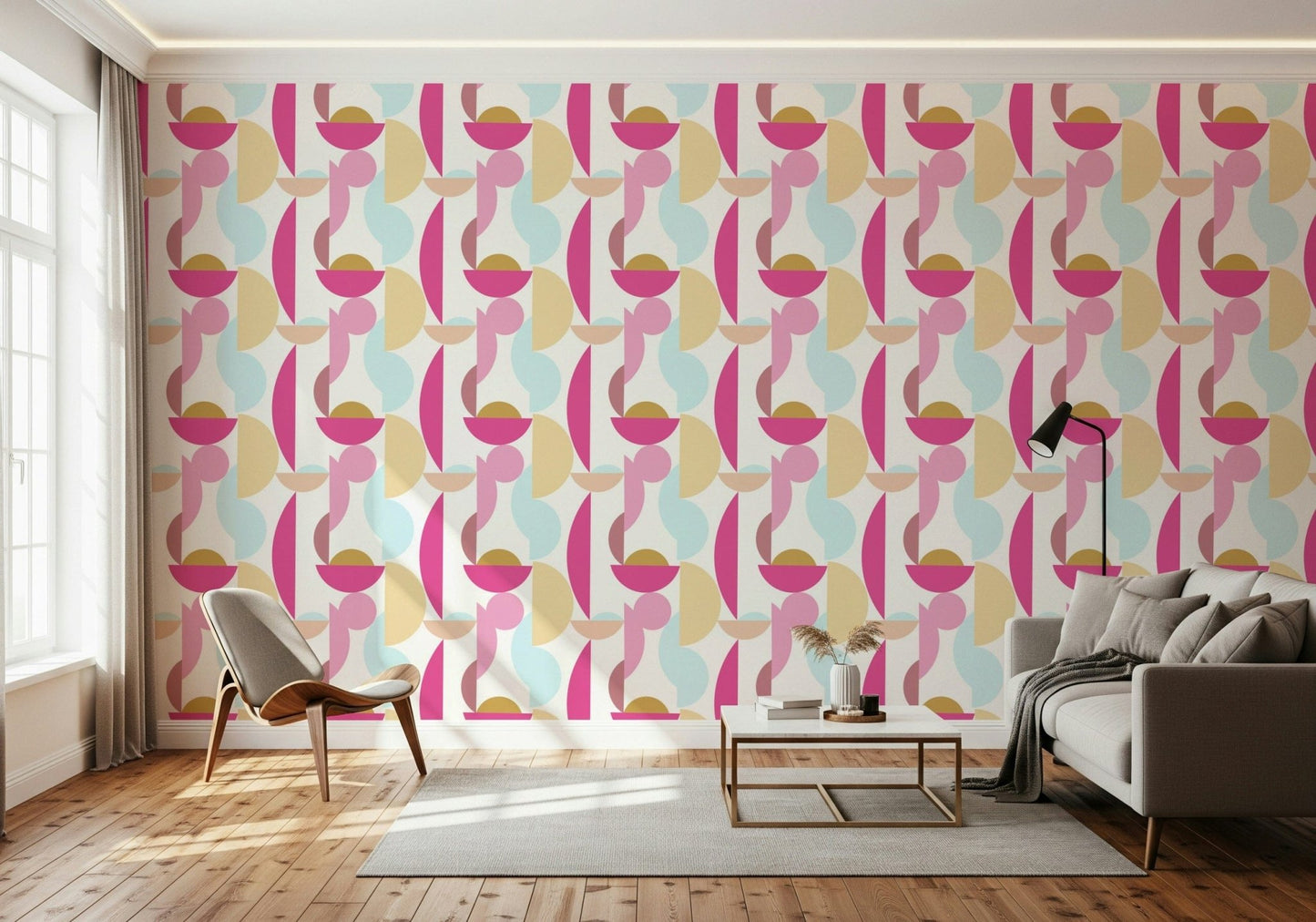 Minimal geometric wallpaper with pastel palette