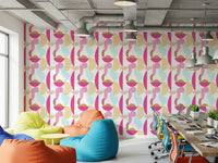 Scandinavian style wallpaper with curved motifs