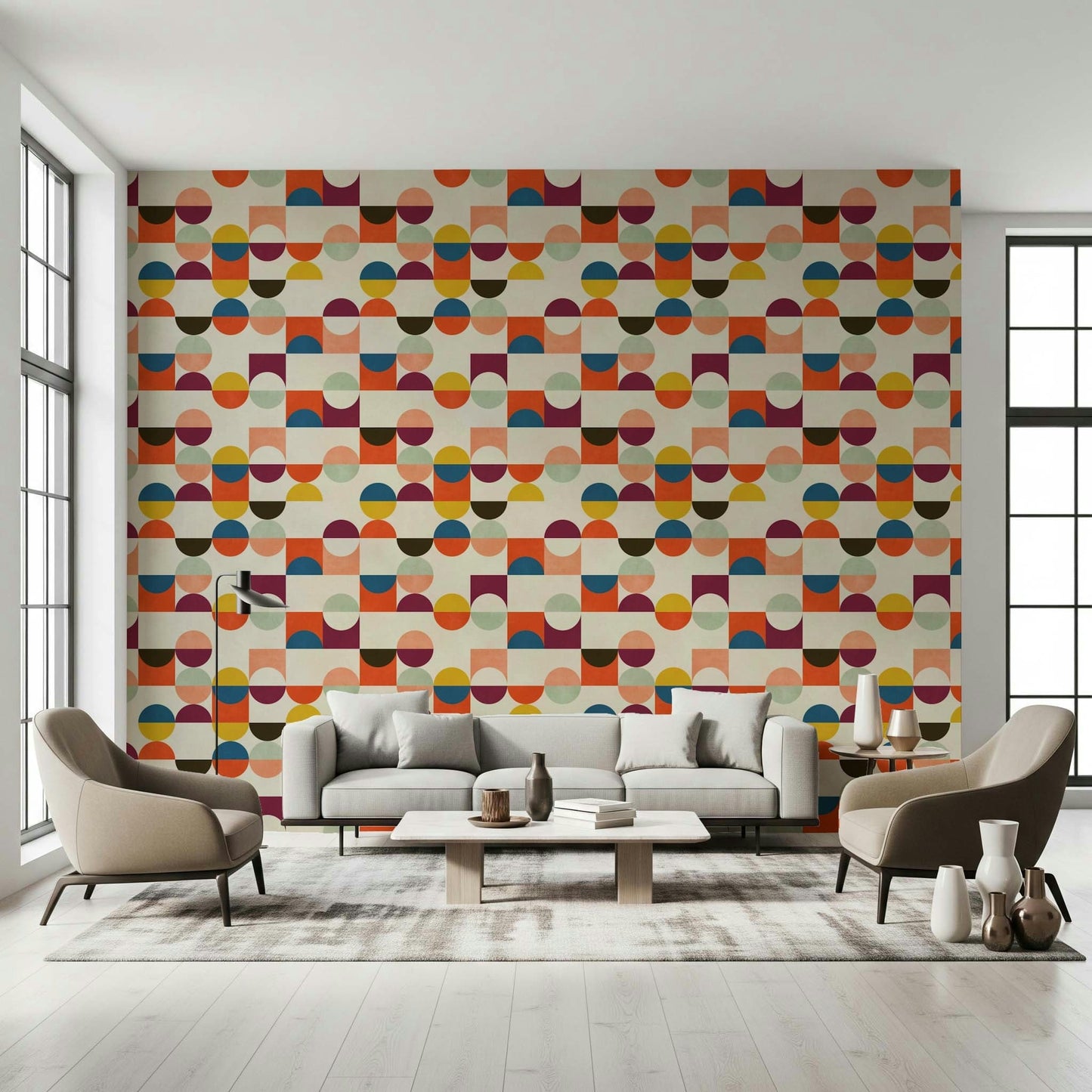Modern geometric wallpaper with earthy color palette