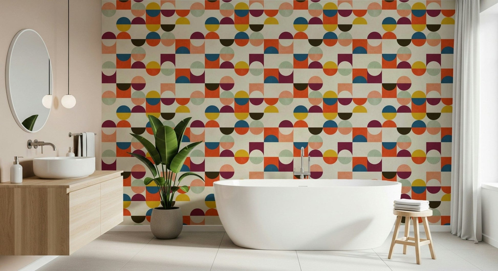 Mid century inspired geometric wallpaper for walls