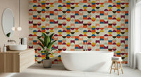Mid century inspired geometric wallpaper for walls