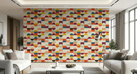 Retro modern geometric wallpaper for stylish spaces