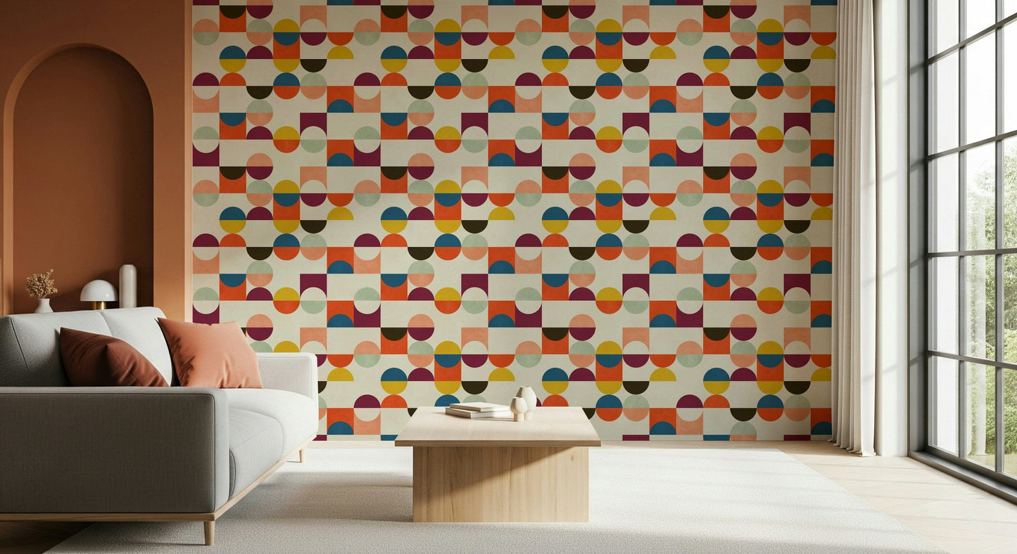 Vibrant Retro Geo Harmony wallpaper geometric shapes